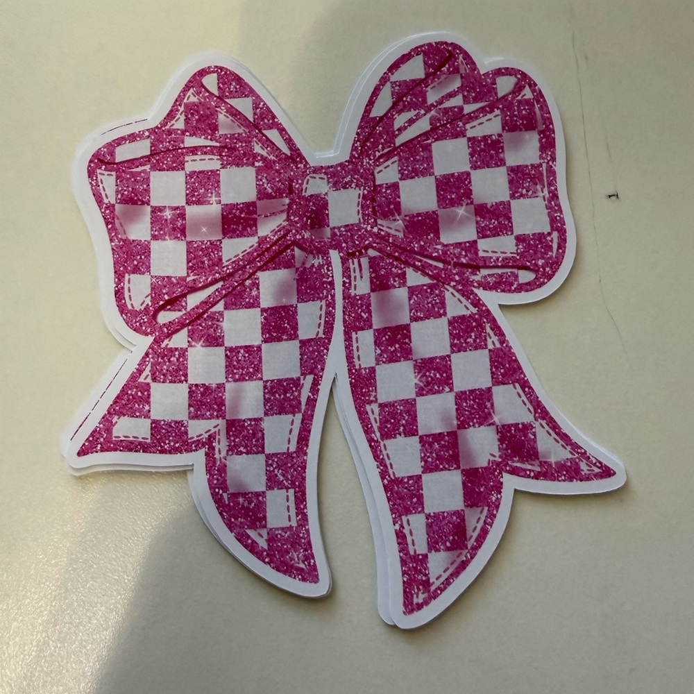 Pink checkered bow card stock car freshie scent varie air‎ freshener croquet